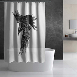 Шторка для душа Чёрный ворон с рунами, цвет: 3D-принт — фото 2