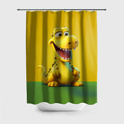 Шторка для душа Жёлтый крокодил, цвет: 3D-принт