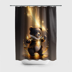 Шторка для душа Бурый медвежонок с фонариком, цвет: 3D-принт