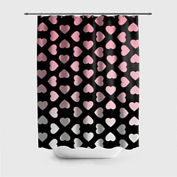 Шторка для душа Розовые сердечки на чёрном, цвет: 3D-принт
