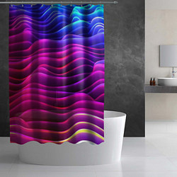 Шторка для душа Синие фиолетовые волны, цвет: 3D-принт — фото 2