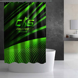 Шторка для душа CS2 Counter strike green logo, цвет: 3D-принт — фото 2