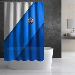 Шторка для душа Volkswagen - голубые линии, цвет: 3D-принт — фото 2