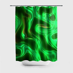 Шторка для душа Зеленая абстракция хром, цвет: 3D-принт