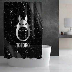 Шторка для душа Totoro glitch на темном фоне, цвет: 3D-принт — фото 2