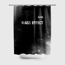 Шторка для душа Mass Effect glitch на темном фоне: символ сверху, цвет: 3D-принт
