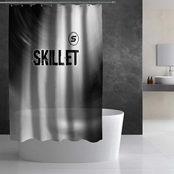 Шторка для душа Skillet glitch на светлом фоне: символ сверху, цвет: 3D-принт — фото 2