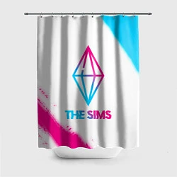Шторка для душа The Sims neon gradient style, цвет: 3D-принт