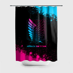 Шторка для душа Attack on Titan - neon gradient, цвет: 3D-принт
