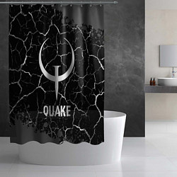 Шторка для душа Quake glitch на темном фоне, цвет: 3D-принт — фото 2