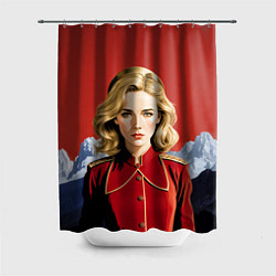 Шторка для душа Девушка в красной униформе, цвет: 3D-принт
