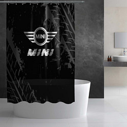Шторка для душа Mini speed на темном фоне со следами шин, цвет: 3D-принт — фото 2