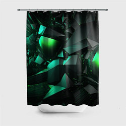 Шторка для душа Зеленые абстрактные объекты, цвет: 3D-принт