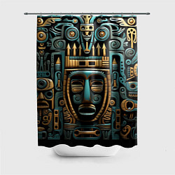 Шторка для душа Орнамент с маской в египетском стиле, цвет: 3D-принт