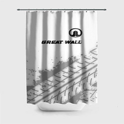 Шторка для душа Great Wall speed на светлом фоне со следами шин по, цвет: 3D-принт
