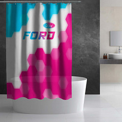 Шторка для душа Ford neon gradient style посередине, цвет: 3D-принт — фото 2