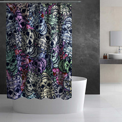 Шторка для душа Черепа с короной паттерн, цвет: 3D-принт — фото 2