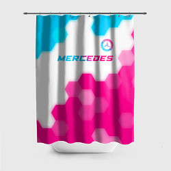 Шторка для душа Mercedes neon gradient style посередине, цвет: 3D-принт