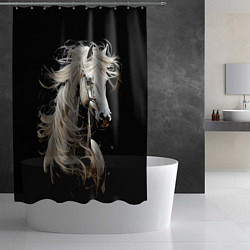 Шторка для душа Лошадь белая в ночи, цвет: 3D-принт — фото 2