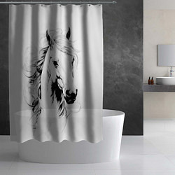 Шторка для душа Лошадь белая на ветру, цвет: 3D-принт — фото 2