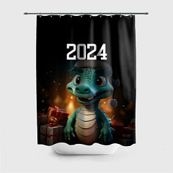 Шторка для душа Новый год 2024 символ года, цвет: 3D-принт