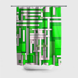 Шторка для душа Полосы на зелёном фоне, цвет: 3D-принт