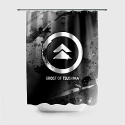 Шторка для душа Ghost of Tsushima glitch на темном фоне, цвет: 3D-принт