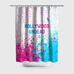 Шторка для душа Hollywood Undead neon gradient style посередине, цвет: 3D-принт