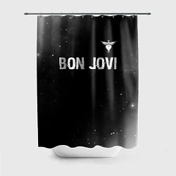 Шторка для душа Bon Jovi glitch на темном фоне посередине, цвет: 3D-принт
