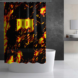 Шторка для душа Doom огненный стиль ад марса, цвет: 3D-принт — фото 2