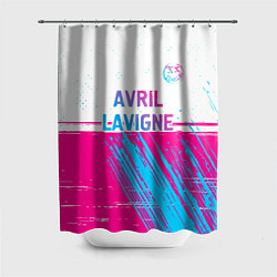 Шторка для душа Avril Lavigne neon gradient style посередине, цвет: 3D-принт