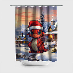 Шторка для душа Дракоша 2024 новогодний символ года, цвет: 3D-принт