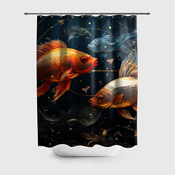 Шторка для душа Рыбки на темном фоне, цвет: 3D-принт
