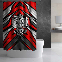 Шторка для душа Россия - красная геометрия, цвет: 3D-принт — фото 2