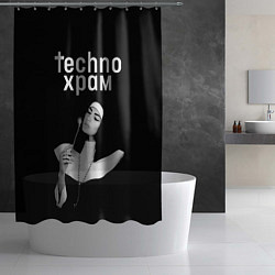 Шторка для душа Techno храм монашка со свечкой, цвет: 3D-принт — фото 2
