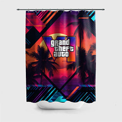 Шторка для душа GTA 6 аbstract logo, цвет: 3D-принт