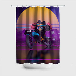 Шторка для душа Чёрный Гусь на мотоцикле Чикен Ган, цвет: 3D-принт