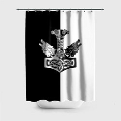 Шторка для душа Волки и молот Тора, цвет: 3D-принт