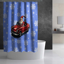Шторка для душа Дед Мороз едет на машине, цвет: 3D-принт — фото 2