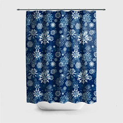 Шторка для душа Snowflakes on a blue background, цвет: 3D-принт