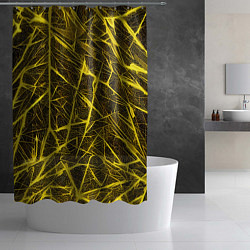 Шторка для душа Жёлтая паутина на чёрном фоне, цвет: 3D-принт — фото 2