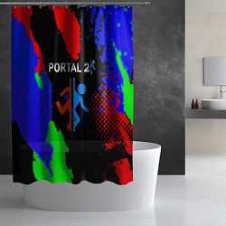 Шторка для душа Portal 2 краски сочные текстура, цвет: 3D-принт — фото 2