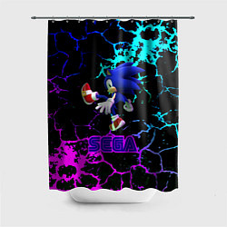 Шторка для душа Sonic sega game неоновая текстура, цвет: 3D-принт