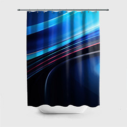 Шторка для душа Синяя и черная абстракция геометрическая, цвет: 3D-принт