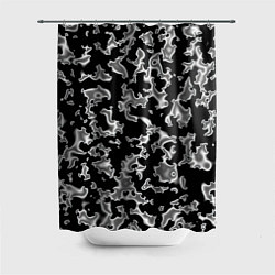 Шторка для душа Капли жидкого металла - камуфляж на чёрном, цвет: 3D-принт
