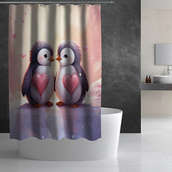 Шторка для душа Два влюбленных пингвина, цвет: 3D-принт — фото 2