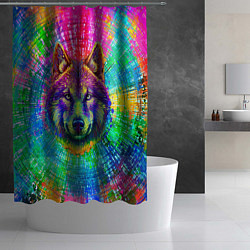 Шторка для душа Цветной волк, цвет: 3D-принт — фото 2