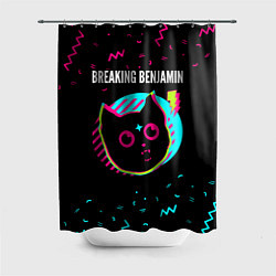Шторка для душа Breaking Benjamin - rock star cat, цвет: 3D-принт