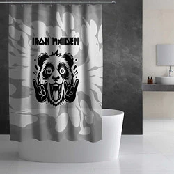 Шторка для душа Iron Maiden рок панда на светлом фоне, цвет: 3D-принт — фото 2