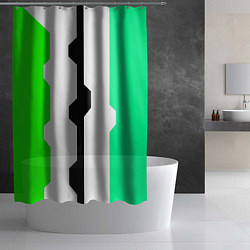 Шторка для душа Техно линии зелёный, цвет: 3D-принт — фото 2